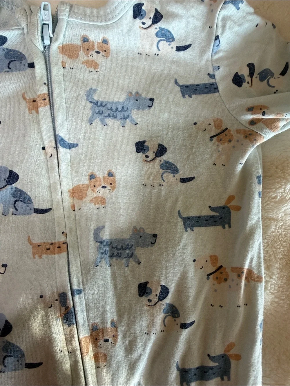 Little Me Light Blue Puppy Print Footed One-Piece Sleepwear